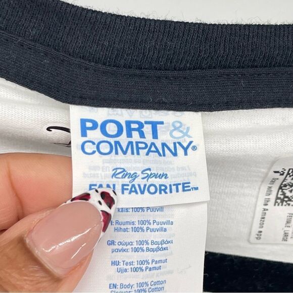 Disney Women’s Mickey & Minnie Mouse Black White Raglan Baseball Graphic Tee L - Picture 7 of 10